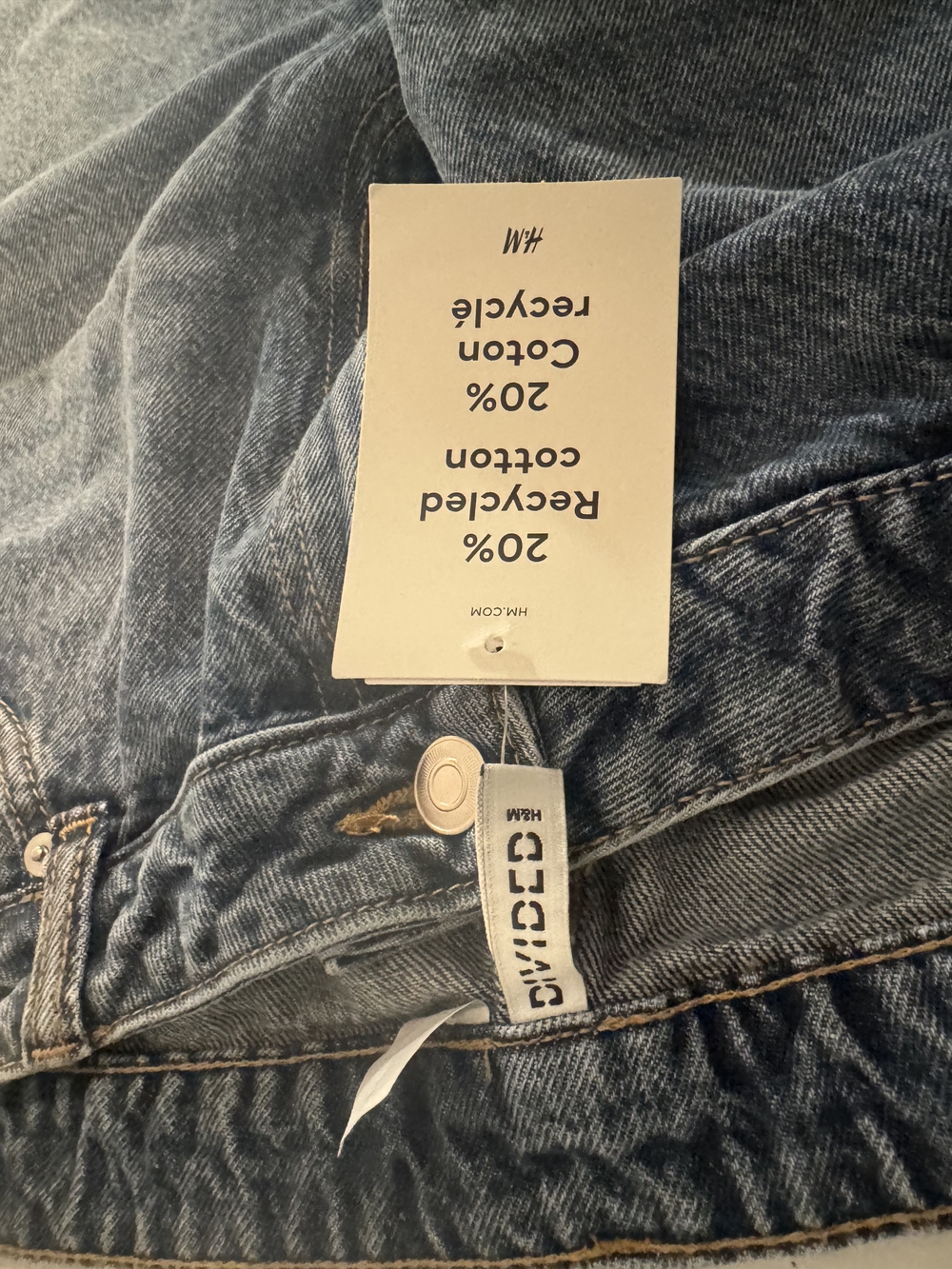 H&M Relaxed Straight Medium Blue Denim Wide Leg Jeans Size 16 - Picture 3 of 4